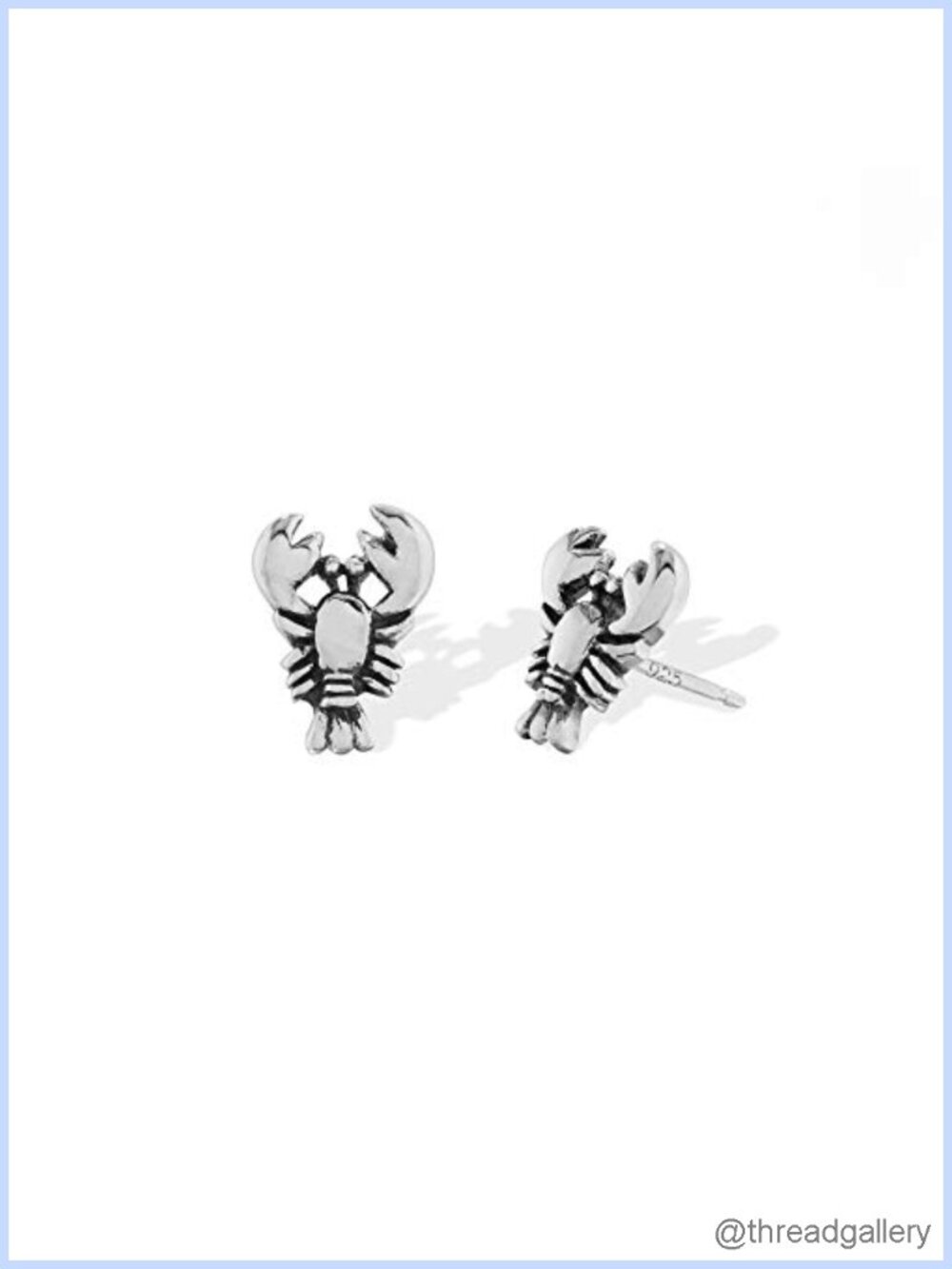 Sterling Silver Crawfish Lobster Stud Earrings Hypoallergenic
